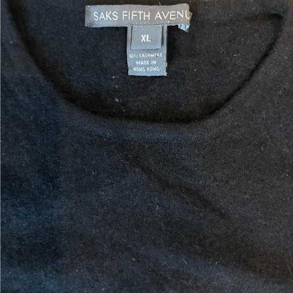 Saks Fifth Avenue Collection Cashmere Roundneck Black Sweater Size XL - Picture 3 of 4